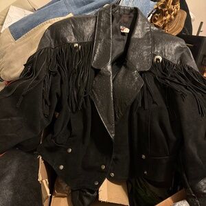 Vintage leather fringe jacket Heavy